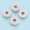 925 Sterling Silver Enamel Beads STER-T008-36C-1