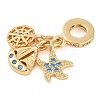 Rack Plating Brass Cubic Zirconia European Dangle Charms LS-KK-P287-23G-2
