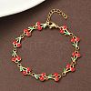 304 Stainless Steel Enamel Link Bracelets for Women BJEW-K226-16G-2