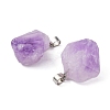 3Pcs Natural Amethyst Pendants G-FS0001-01-4