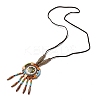Retro Style Glass & Acrylic & CCB Beads Pendant Necklaces NJEW-Q349-01A-1