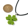 Glass Seed Beads Beaded Clover Pendant Necklaces NJEW-MZ00087-3