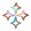 Transparent Resin & Walnut Wood Pendants RESI-S389-020A-B-1