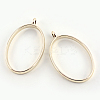 Rack Plating Alloy Oval Open Back Bezel Pendants PALLOY-S047-26E-FF-1