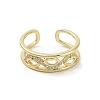 Brass Pave Cubic Zirconia Open Cuff Rings RJEW-M170-03G-2