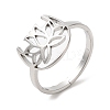 Non-Tarnish 304 Stainless Steel Hollow Lotus Adjustable Ring for Women RJEW-M149-30P-3