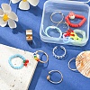12Pcs 12 Style Cherry & Strawberry & Flower Glass Seed & Polymer Clay Heishi Beaded Stretch Finger Rings RJEW-YW0001-01-5