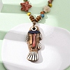 Ceramic Fish Pendant Adjustable Waxed Cord Necklaces for Women LS-NJEW-B146-03-1