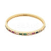 Rack Plating Brass Micro Pave Cubic Zirconia Bangles for Women BJEW-G730-01G-04-2