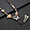Ethnic Style Alloy & Porcelain Ceramic Beads Butterfly Pendant Tassel Y Necklaces LS-NJEW-D308-01D-5