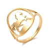 Ion Plating(IP) 304 Stainless Steel Horse Adjustable Ring for Women RJEW-M149-21G-3