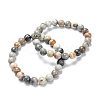 Natural Polychrome Jasper/Picasso Stone/Picasso Jasper Stretch Beaded Bracelets G-A185-01C-2