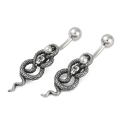 Snake 316 Surgical Stainless Steel Dangle Belly Button Rings EJEW-G416-18B-AS-1
