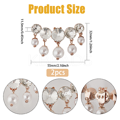 2Pcs Plasic Imitation Pearl & Rhinestone Shoe Decorations FIND-FG0002-55LG-1