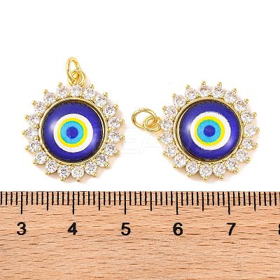 Rack Plating Brass Micro Pave Cubic Zirconia Pendants KK-H486-21G-01-1
