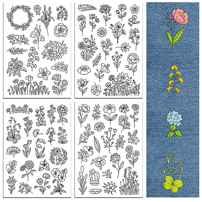 4 Sheets 11.6x8.2 Inch Stick and Stitch Embroidery Patterns DIY-WH0455-156-1