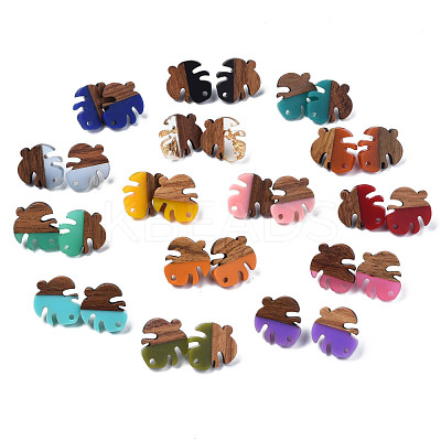Resin & Walnut Wood Stud Earring Findings MAK-N032-027A-1