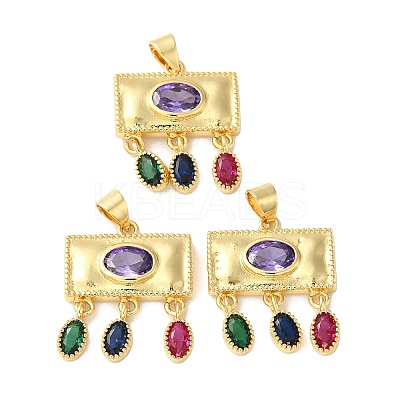 Rack Plating Brass Pave Cubic Zirconia Pendants KK-O142-45G-1