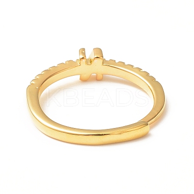 Clear Cubic Zirconia Initial Letter Adjustable Ring RJEW-C052-01G-N-1