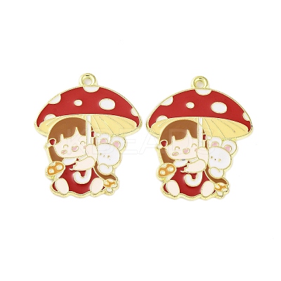 Golden Plated Alloy Enamel Pendants ENAM-Z017-09G-05-1