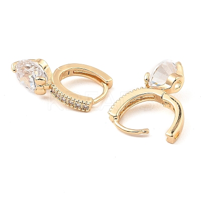 Brass with Cubic Zirconia Dangle Hoop Earrings EJEW-G362-06KCG-1