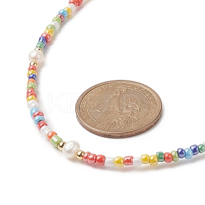 Natural Pearl & Glass Beaded Necklace for Women X-NJEW-JN04241-1