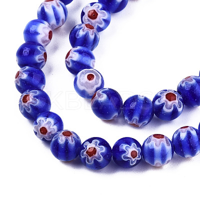 Round Millefiori Glass Beads Strands X-LK-P001-33-1