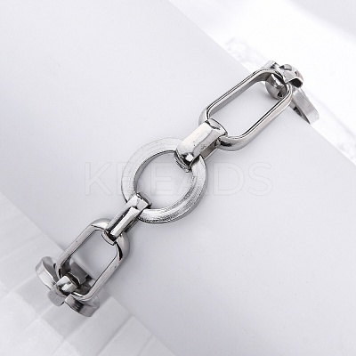 Tarnish Resistant 304 Stainless Steel Oval Link Chain Bracelets BJEW-I293-03P-1