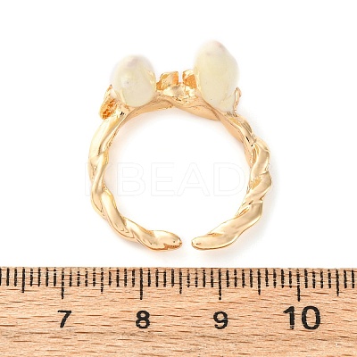 Zinc Alloy Enamel Adjustable Open Cuff Rings for Women RJEW-U058-03G-1