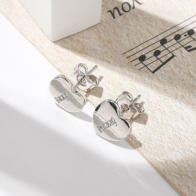 Rack Plating Brass Micro Pave Clear Cubic Zirconia Stud Earrings EJEW-K299-01P-I-1