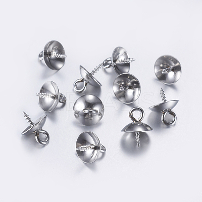 Tarnish Resistant 304 Stainless Steel Screw Eye Pin Peg Bails X-STAS-L198-08P-1