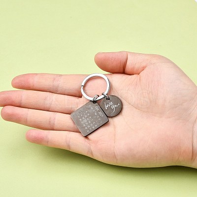 Engraved Calendar Date Stainless Steel Keychain KEYC-A028-EB&P-1