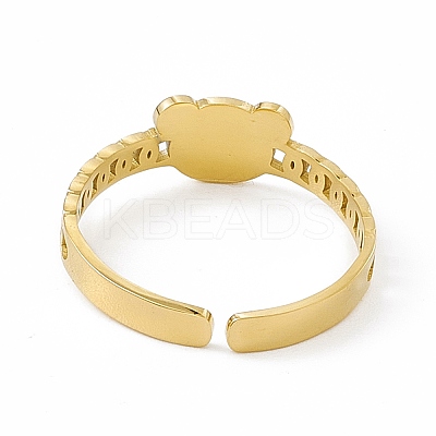 Ion Plating(IP) 304 Stainless Steel Open Cuff Ring for Women RJEW-C060-39G-1