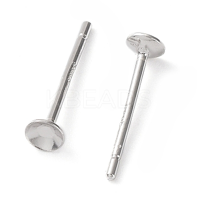 Rhodium Plated 925 Sterling Silver Stud Earring Findings STER-E068-02A-P-1