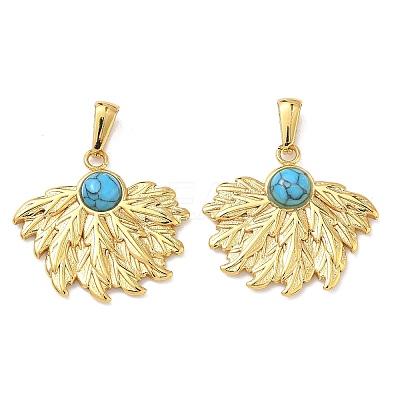 304 Stainless Steel with Synthetic Turquoise Pendants STAS-L309-21H-G-1