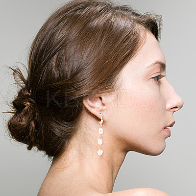 2 Pairs 2 Style Natural Pearl Beaded Dangle Stud Earrings EJEW-AN0002-66-1