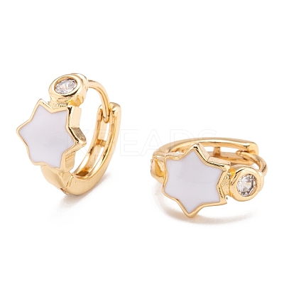 Brass Micro Pave Clear Cubic Zirconia Huggie Hoop Earrings EJEW-P187-B11-1