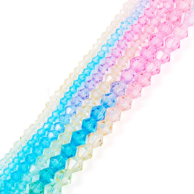 12 Strands 3 Styles Gradient Color Baking Paint Glass Bead Strands DGLA-TA0001-21E-1