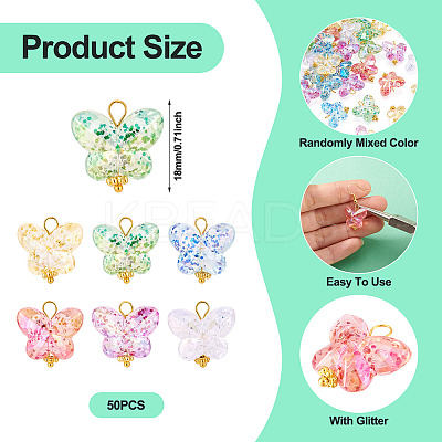 50Pcs Acrylic Pendants PALLOY-TAC0144-1