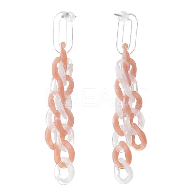 Acrylic Curb Chain Tassel Dangle Stud Earrings for Women EJEW-JE04767-04-1