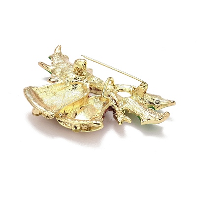 Colorful Enamel Christmas Bell Brooch with Crystal Rhinestone LS-JEWB-A004-06G-1