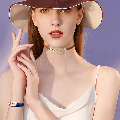 4Pcs 4 Colors PU Leather Simple Plain Double Loops Wrap Bracelets Set with Alloy Heart Clasps for Women BJEW-FI0001-73-1