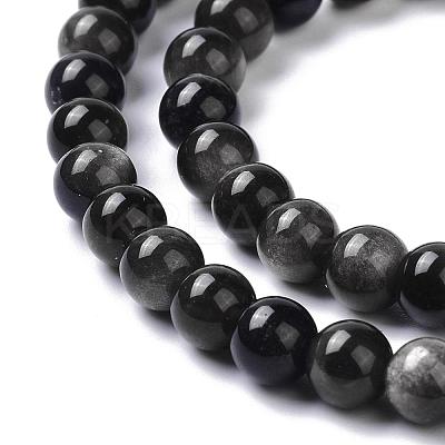 Natural Silver Obsidian Beads Strands G-D083-01D-1