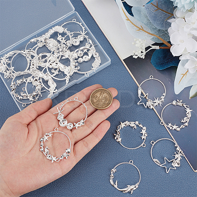Alloy Open Back Bezel Pendants PALLOY-OC0001-65-1