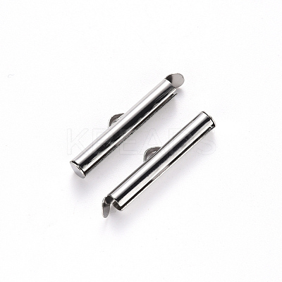 Tarnish Resistant 304 Stainless Steel Slide On End Clasp Tubes STAS-S115-01G-P-1