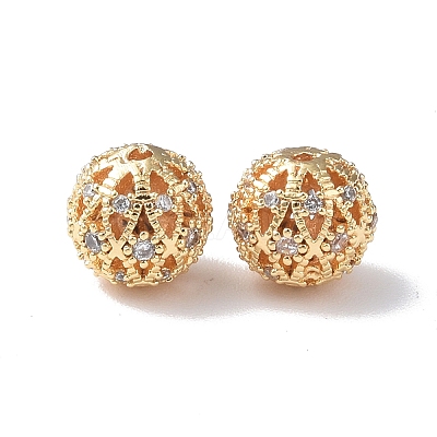 Brass Micro Pave Cubic Zirconia Beads KK-I702-43A-1