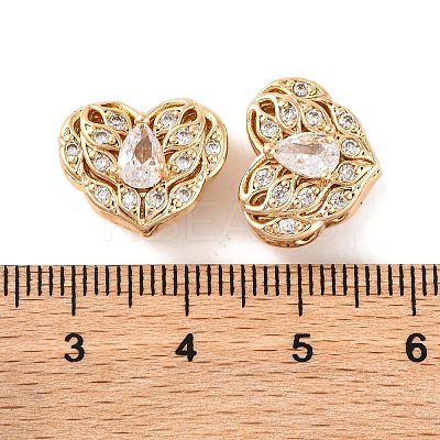 Brass Micro Pave Clear Cubic Zirconia Beads KK-S389-20G-1
