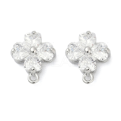 Brass Micro Pave Cubic Zirconia Stud Earring Findings KK-Z094-07P-1