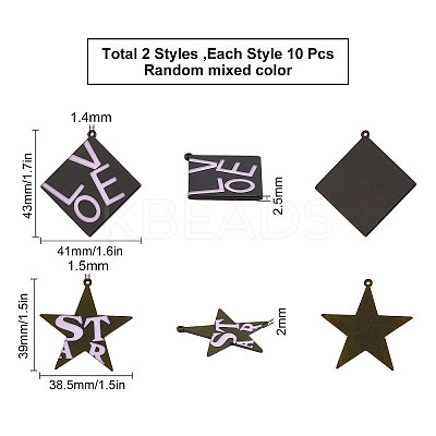 20Pcs 2 Style Spray Painted Cellulose Acetate(Resin) Pendants RESI-SC0002-02-1