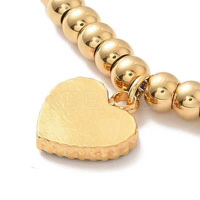 PVD Vacuum Plating 304 Stainless Steel Heart Charm Bracelet with Enamel BJEW-B057-08G-1